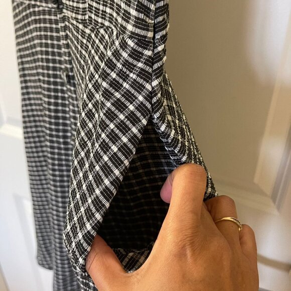 Ginger Women's Black White Fit Flare Plaid Mini Button Pocket Dress Size M - Picture 5 of 8